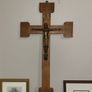 Large Antique oak and brass crucifix 27 inches by 15 inches Image 3