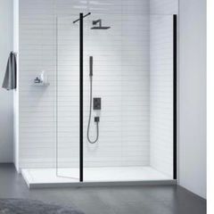 Merlyn 900 wetroom and 300 Swivel panel matt black