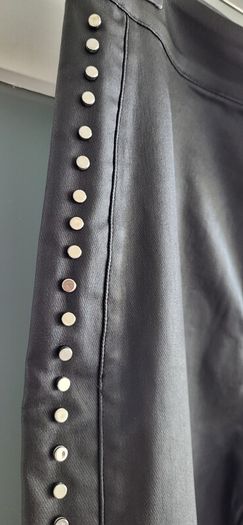 BANNED APPAREL Alternative Black Waxed Jeggings with Silver Studded Seams - Sz L (Fit 14-16UK) - Bnwt Rrp 89