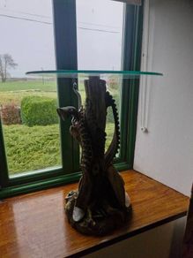 Glass top wild west ornamental table