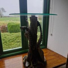 Glass top wild west ornamental table