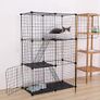 3 Tier Pet Playpen DIY Small Animal Cage Guinea Pig Rabbits Hamster Bunny Puppy Cat Metal Exercise Fence Enclosure Run Cage Metal with 3 Doors 2 Ladders 24 Panels Black 109 x 75 x 39 cm Image 8