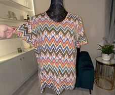Multi Coloured Zig Zag Short Sleeve Top from Paco. Size UK 16 / EU 44