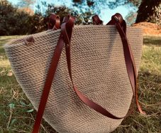 Handmade Tote Bag with Leather Straps