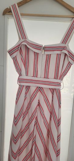 KARL LAGERFIELD Paris striped nautrical belted midi with gold tone button Sz 8 US (Fit 12UK) - Rrp 335 (New)