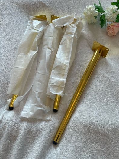 4x Gold Tapered Metal Furniture Legs 45cm 17" DIY Upcycle Sofa Table Feet legs