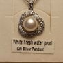 Bargain.Sterling Silver Cultured Pearl and Natural Zircon Pendant and Earrings Set Image 2