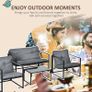 Garden Furniture Set, 1 Glass Table, 2 Armchairs, 1 Sofa, Weather-Resistant, 114cm x 70cm x 67cm, Gray + Black Image 6