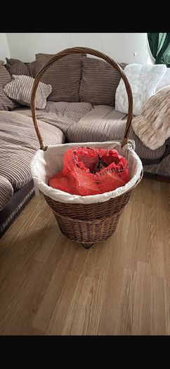 Fireplace Companion Set and Wicker Log Basket Excellent Condition