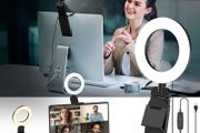 5" Desk Ring Light with Stand, LED Ring Light for Laptop Monitor, Video Conference Lighting, Zoom Meeting Light for Video Calls Selfie Makeup PC Webcam, Phone Holder with Continuous Output Lighting