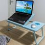 Laptop Bed Table with Foldable Legs & Cup Slot, Reading Holder Notebook Stand Breakfast Bed Tray Book Holder for Sofa, Bed, Terrace, Balcony (Blue) Image 2