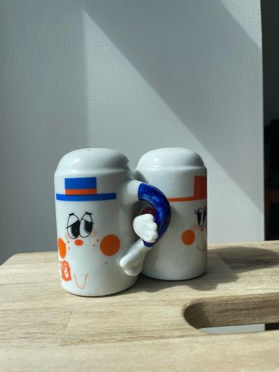Vintage Porcelain Mug People Salt & Pepper Shaker