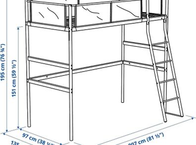 IKEA VITVAL Loft Bed (White/Light Grey )