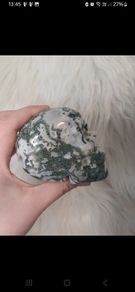 Druzy moss agate skull