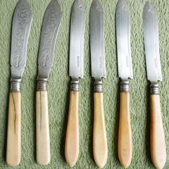 Antique  Knives Ornate Faux Bone Cream Handles