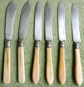 Antique  Knives Ornate Faux Bone Cream Handles