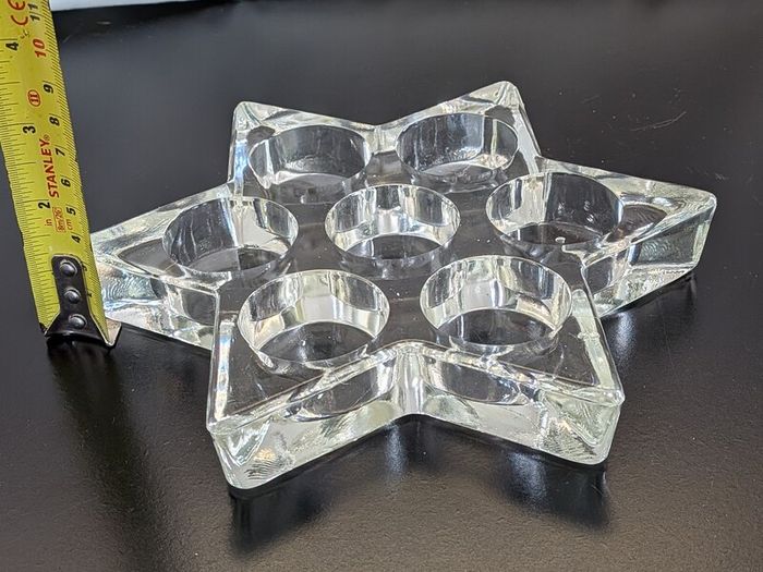 Star of David Glass Candle Holder Seven Light Jewish Judaica Tealight