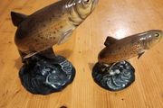 Beswick Leaping Brown Trout Vintage X 2. Model 1032 Trout. 16cm Heigh.  Model No 1390 Trout 11cm Heigh. See Photos.