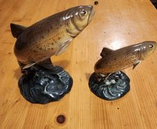 Beswick Leaping Brown Trout Vintage X 2. Model 1032 Trout. 16cm Heigh.  Model No 1390 Trout 11cm Heigh. See Photos.