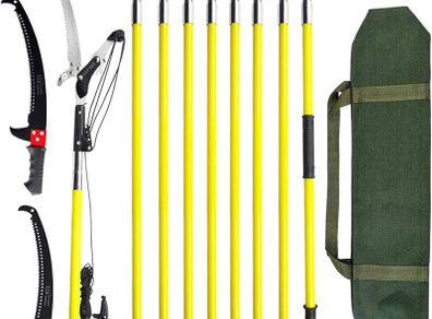 30 Feet Tree Pruning Saw, Upgraded Gear Manual Branches Pole Saw Trimmer for Garden Tools Loppers Hand Pole Saws Extendable Height with Knives and Storage Pocket
