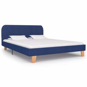 Bed Frame Blue Fabric 135x190 cm