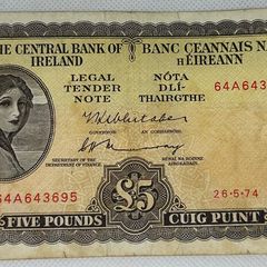 Irish Bank Notes - Lady Lavery - 5 Pound Notes (2 Avail)