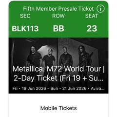 Metallica weekend ticket