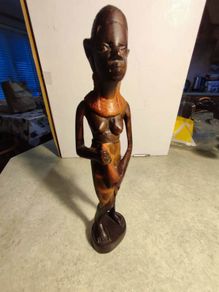 Vintage Authentic African Folk Art Masai Warrior  of Wooden Sculptures Statues Kenya 1940