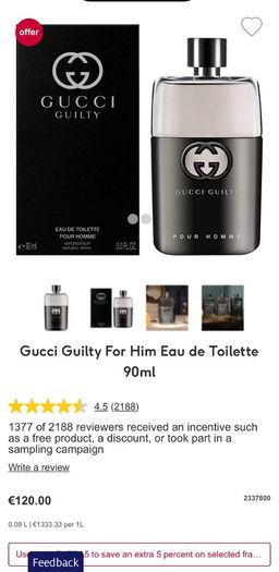 GUCCI Guilty 100ml parfum for him