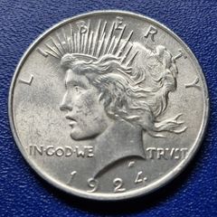Unc United States 1924 Silver 1 Dollar "Peace Dollar" coin