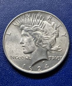 Unc United States 1924 Silver 1 Dollar "Peace Dollar" coin