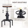 Bar stool Swivel Chair Dining Wooden Top Adjustable W/Footrest Pine Wood Steel Brown (FREE EXPRESS SHIPPING) Image 2