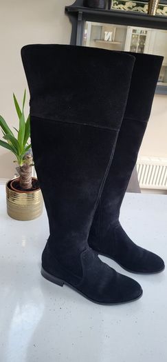 OFFICE black suede Over the Knee (OTK) high boots Sz 7 (Fit 7-8UK) - Rrp 150 (New)