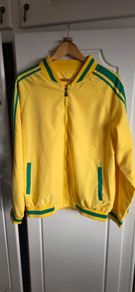 Men's Color Block Graphic Sports Jacket, Casual Striped Zip Up Varsity Jacket For Outdoor
