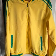 Men's Color Block Graphic Sports Jacket, Casual Striped Zip Up Varsity Jacket For Outdoor