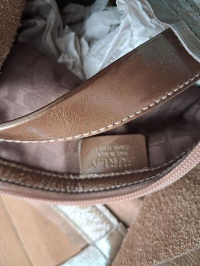 Bronze Shiny Furla Genuine Leather Bag