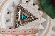 Triangle brooch silver and turquoise colours