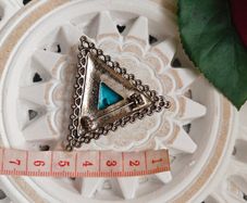 Triangle brooch silver and turquoise colours