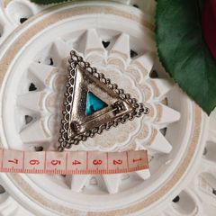 Triangle brooch silver and turquoise colours