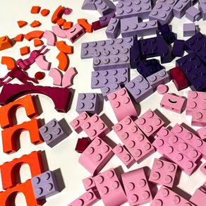 Collection of Colourful Lego Pieces in Pink, Purple, Coral etc.