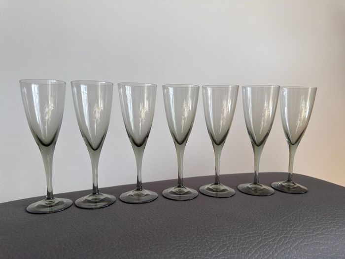 Rare Vintage 1960's Set of 6 Orrefors MIRABEL Smoke glasses.
