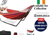 Hammock with Stand, Double Cotton Hammock with Adjustable Steel Frame &amp; Spreader Bar
