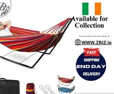 Hammock with Stand, Double Cotton Hammock with Adjustable Steel Frame & Spreader Bar
