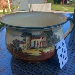 Royal Doulton chamber pot with castle scene, D18