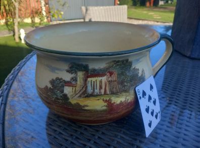 Royal Doulton chamber pot with castle scene, D18