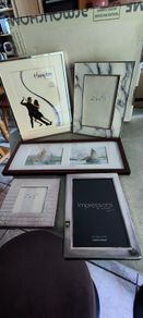 5 Different itmes-1- Framed French print of fishing boat the other is salling boat one village barflair in normanedy 28.00 euro. and 4 sliver photo frames prieced separtly