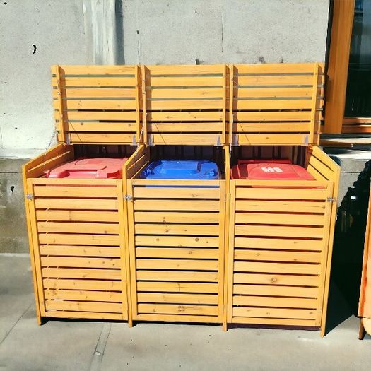 Wheelie Bin Storage  3 Bays - Natural