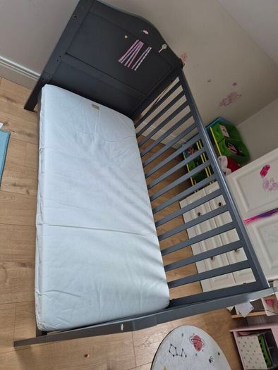 Cot Bed with Mattress (Grey or White)