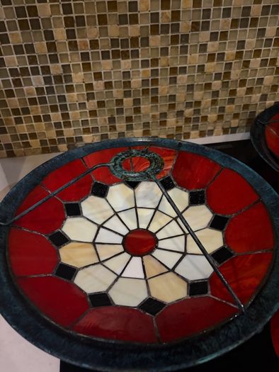 Matching set of 3 Vintage Tiffany style light fittings.