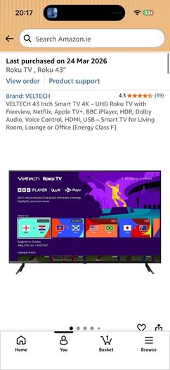 Roku Veltech 43" TV